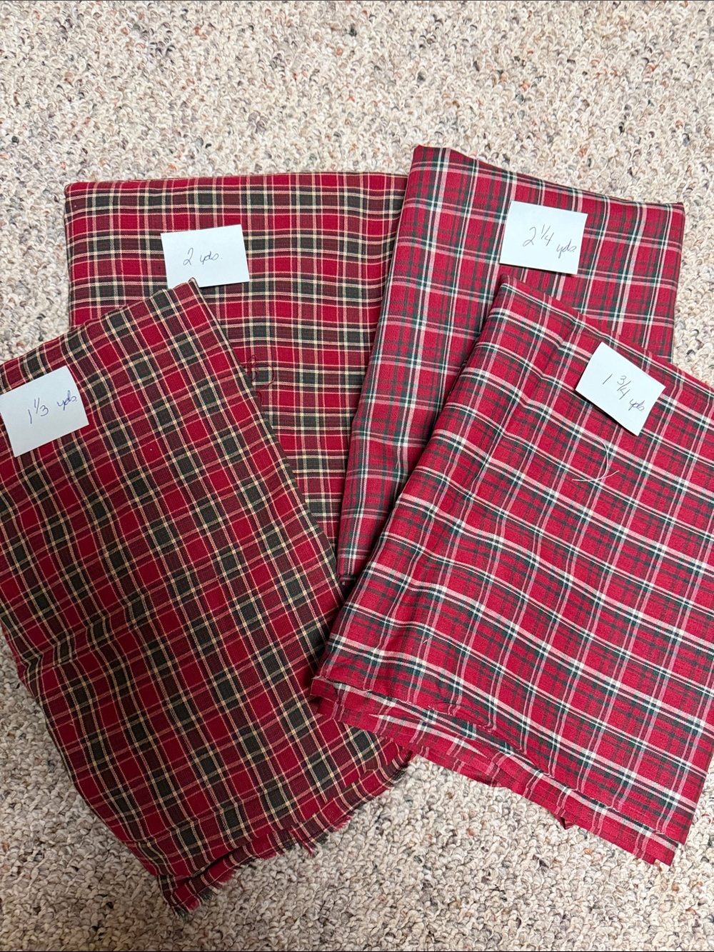 7+ yds Red Plaid Fabric